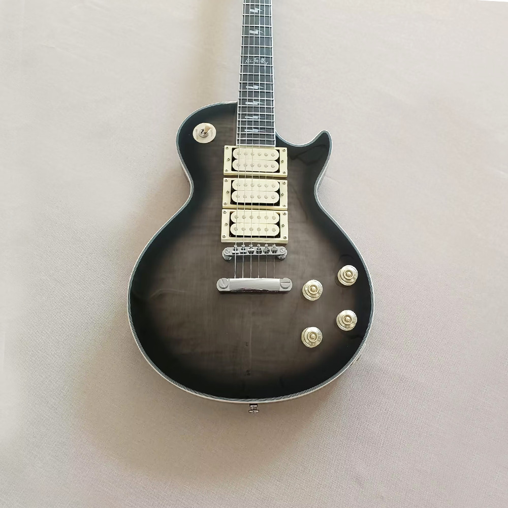 Six 6 String Electric Guitar Mahogany Body Humbucker Pickup in Black Set In Neck