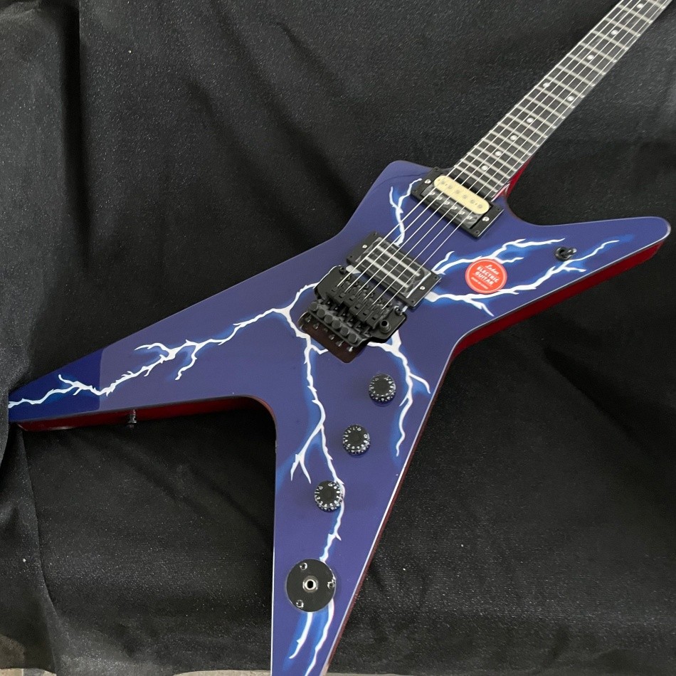 Blue lightning Electric Guitar Maple Neck HH Pickup Black Hardware Solid Body