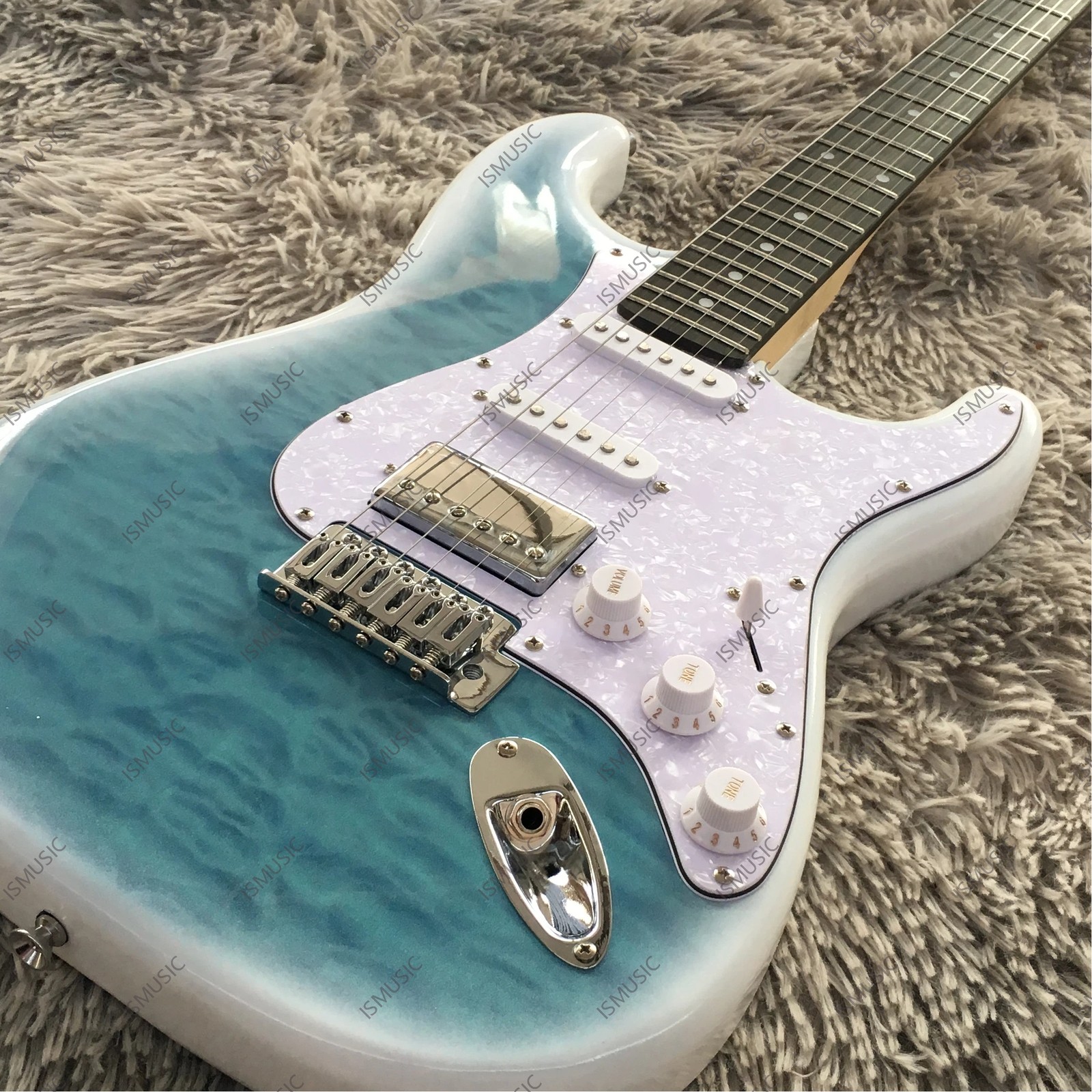 STG Solid body Electric Guitar Stainless Steel Frets Quilted Maple Top Veneer