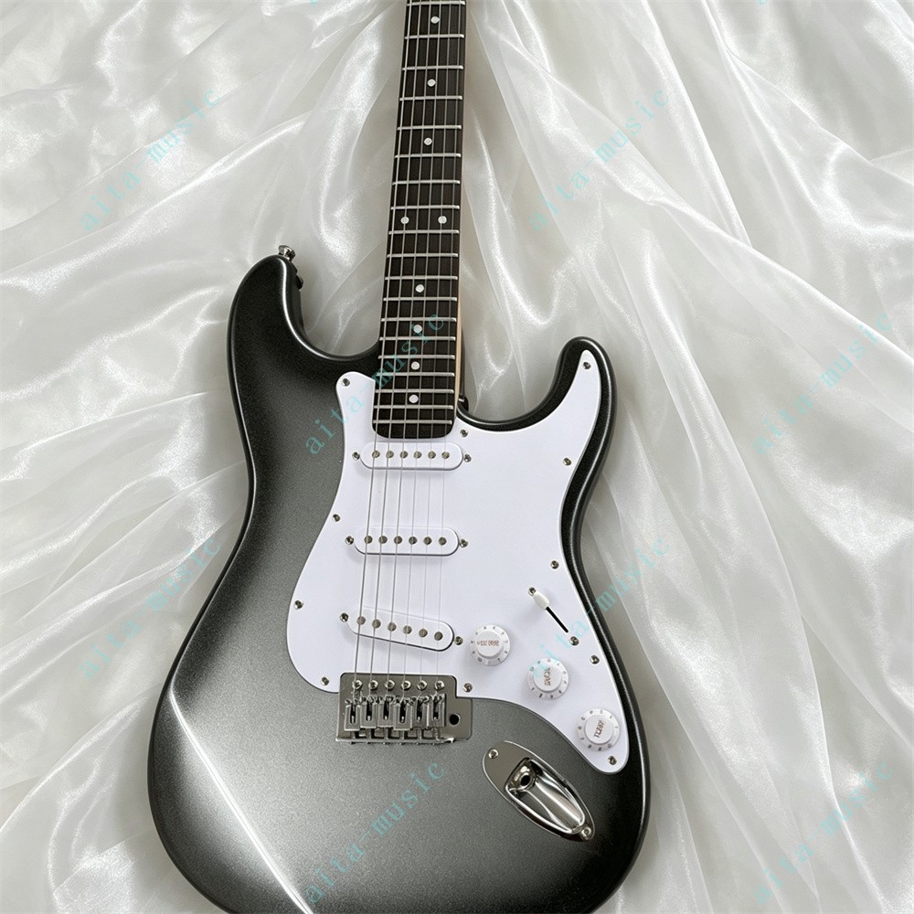 Solid Electric Guitar Stainless Fret SSS Pickups Tremolo Bridge Silvery Burst