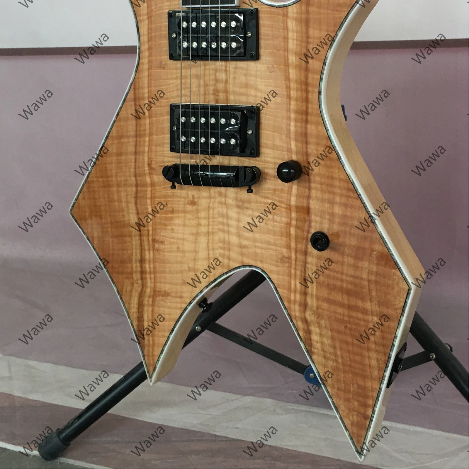 Natural Flamed Maple Top Electric Guitar HH Pickups Multi Layer Abalone Binding