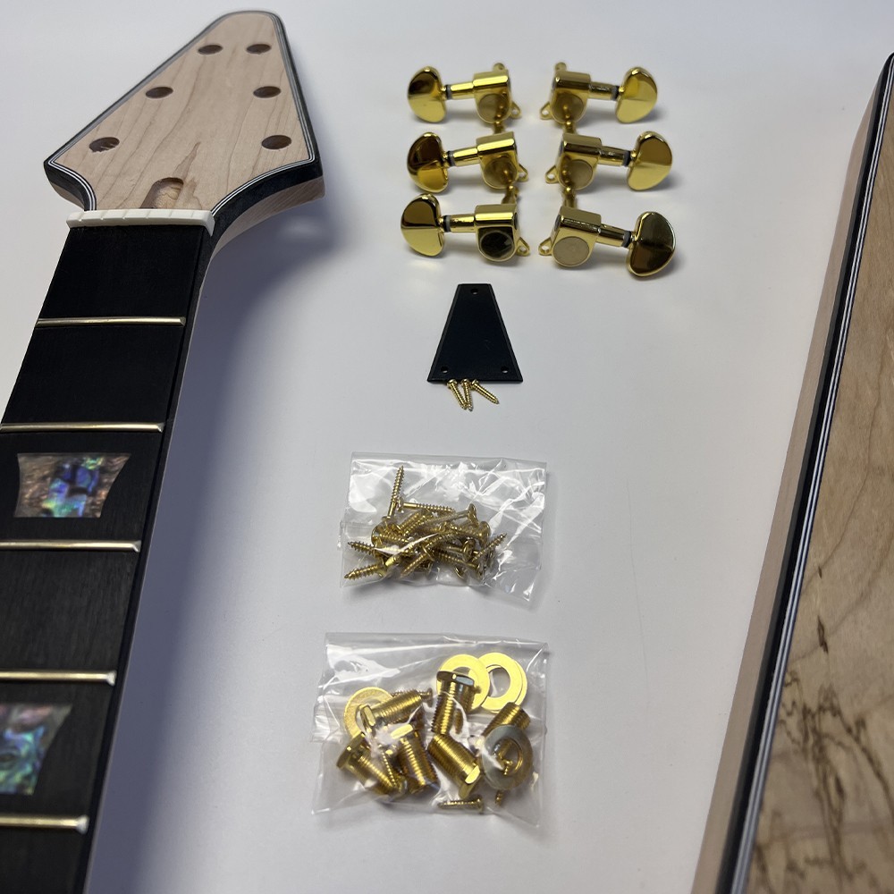 DIY Electric Guitar Kits Spalted Maple 22 Frets Bolt On Construction FREE SHIP