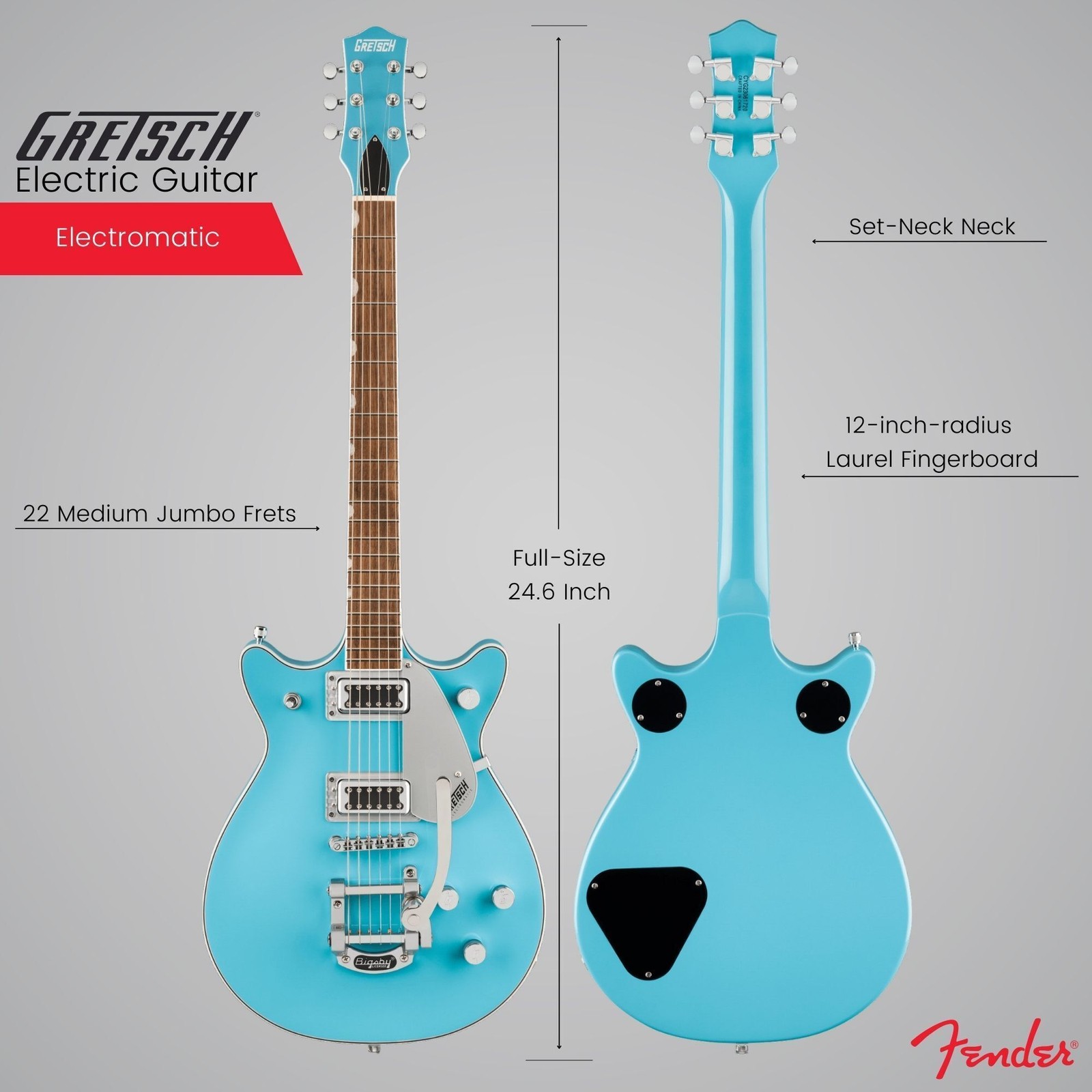 Gretsch G5232T Electromatic Double Jet FT Electric Guitar Bundle (Kailani Blue)