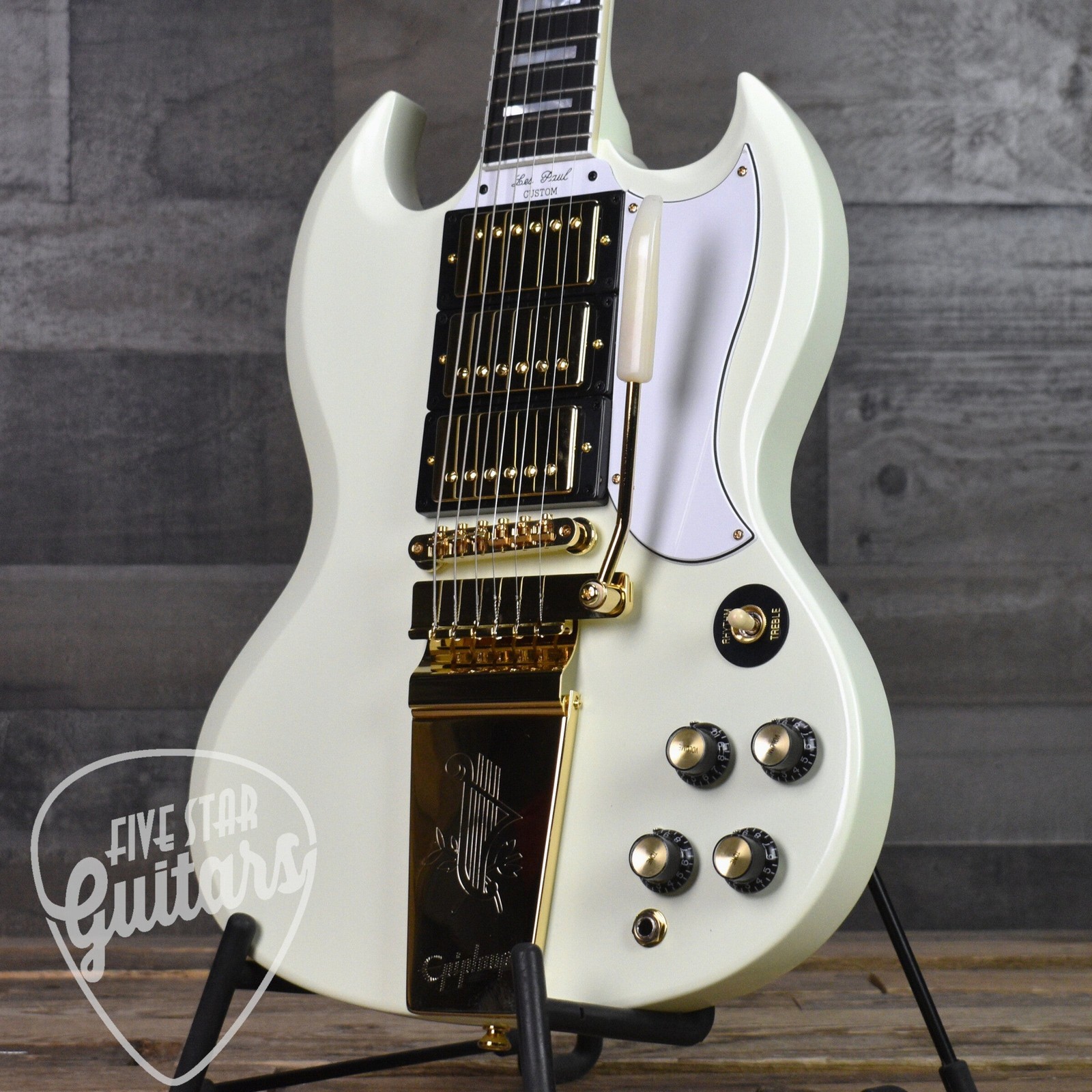 Epiphone ’63 Les Paul SG Custom with Maestro Vibrola – Classic White with Hard