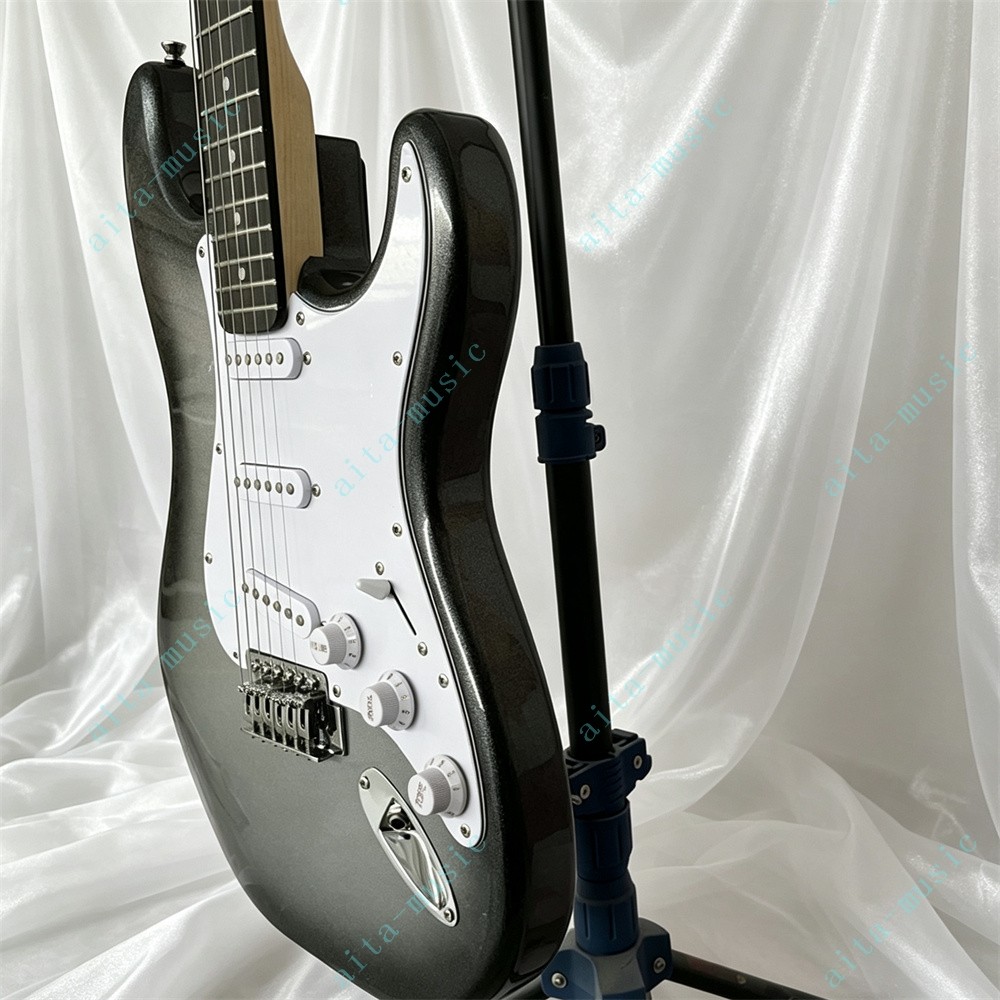 Solid Electric Guitar Stainless Fret SSS Pickups Tremolo Bridge Silvery Burst
