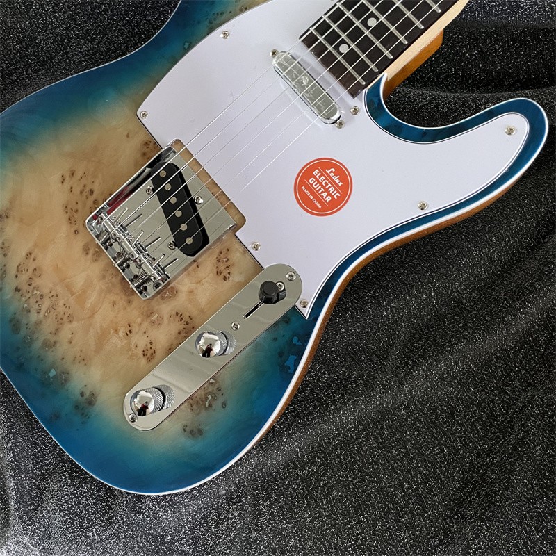 LEDUX Poplar Body Burl Top Blue Burst Electric Guitar Solid Body Fast Ship