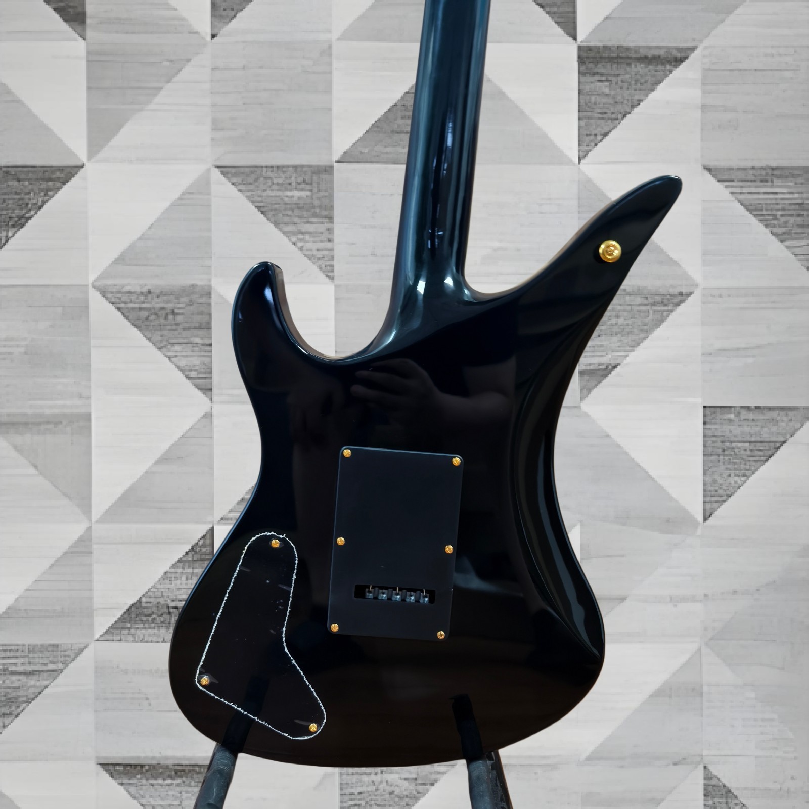 Schecter Synyster Gates Custom-S Electric Guitar – Black with Gold Pinstripes