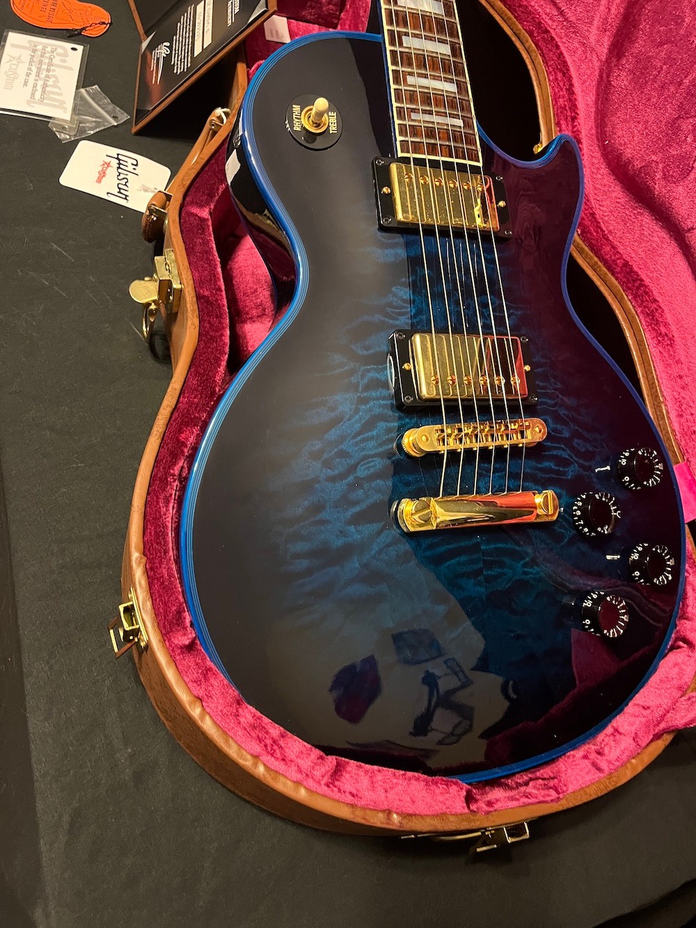 2012 Gibson Custom Shop Les Paul Custom Quilt Top Blue Widow Guitar W/COA/OHSC