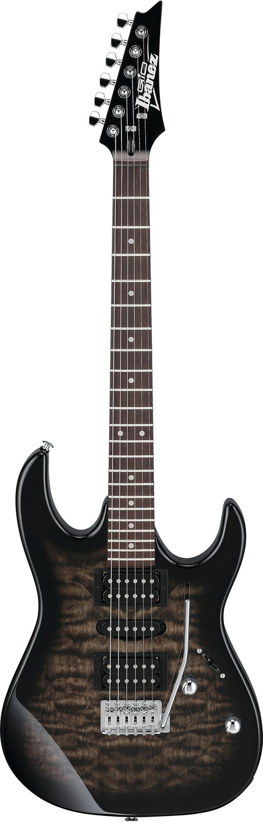 Ibanez GRX70QA RG Gio Electric Guitar – Transparent Black Sunburst w/ Gig Bag