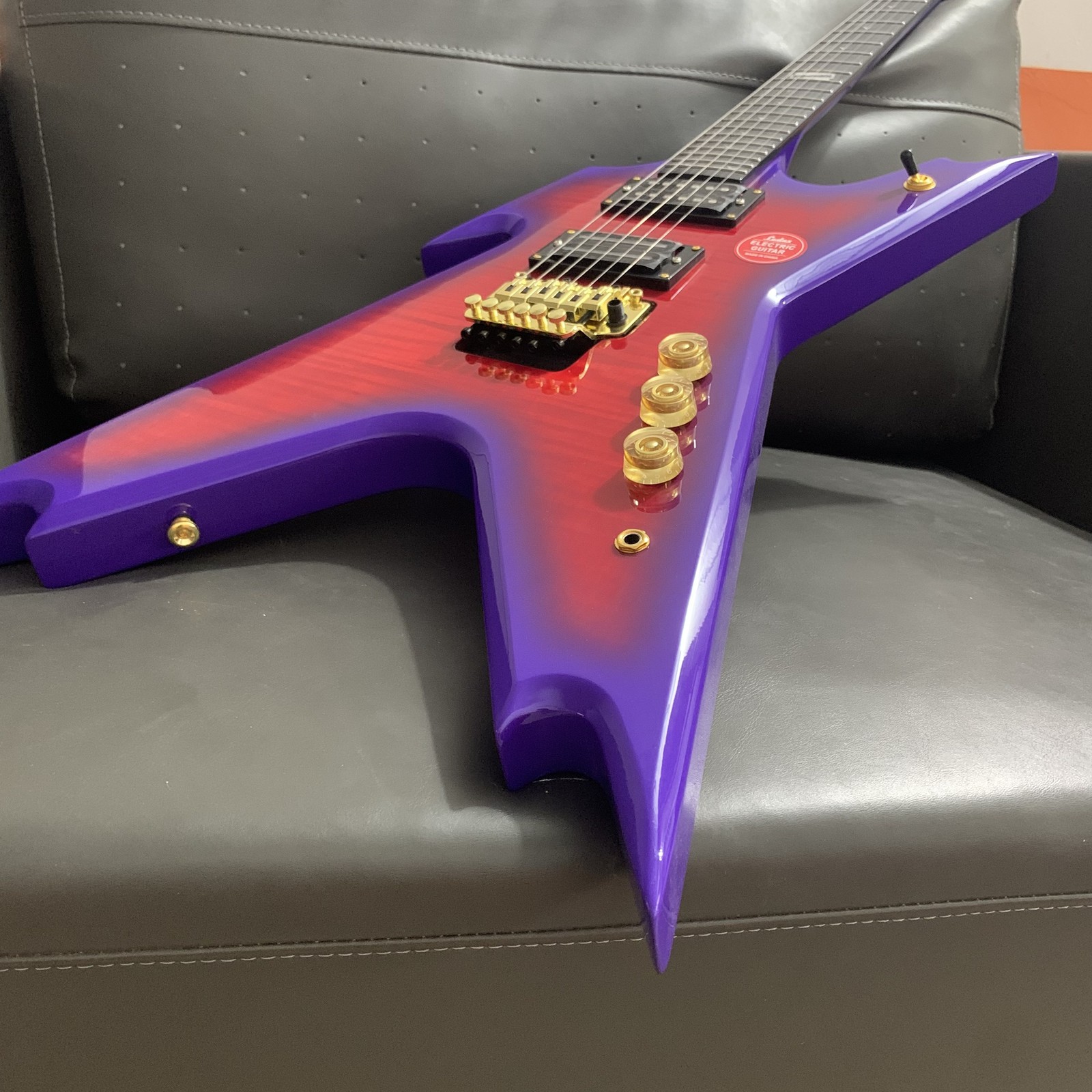 Purple Red Burst Razor V Electric Guitar for Metal Hard Rock Players HHFR Bridge