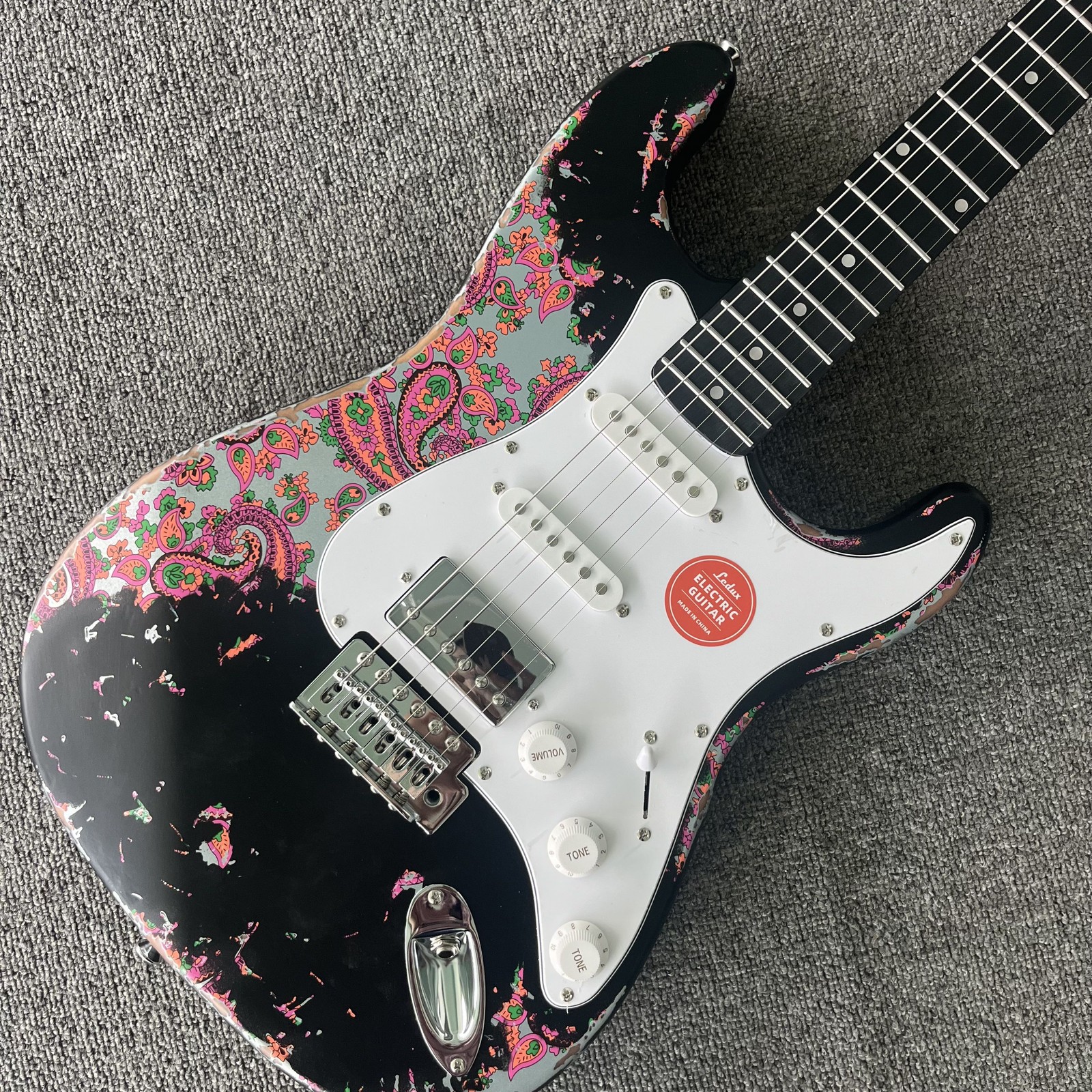 Aged black Paisl Electric Guitar Tremolo Chrome Part Maple neck new style fast