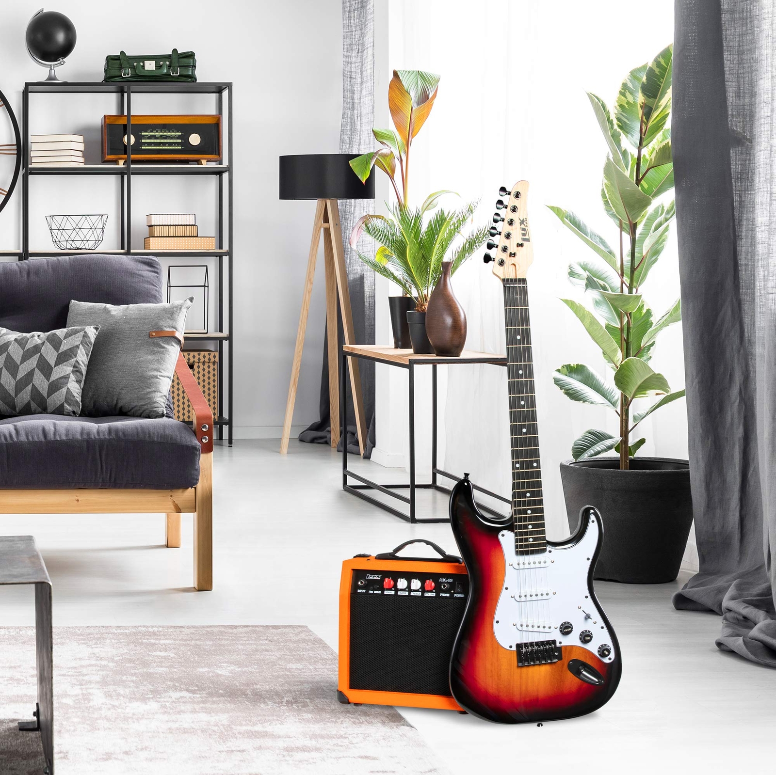LyxPro Beginner 39” Electric Guitar & Electric Guitar Accessories, Sunburst
