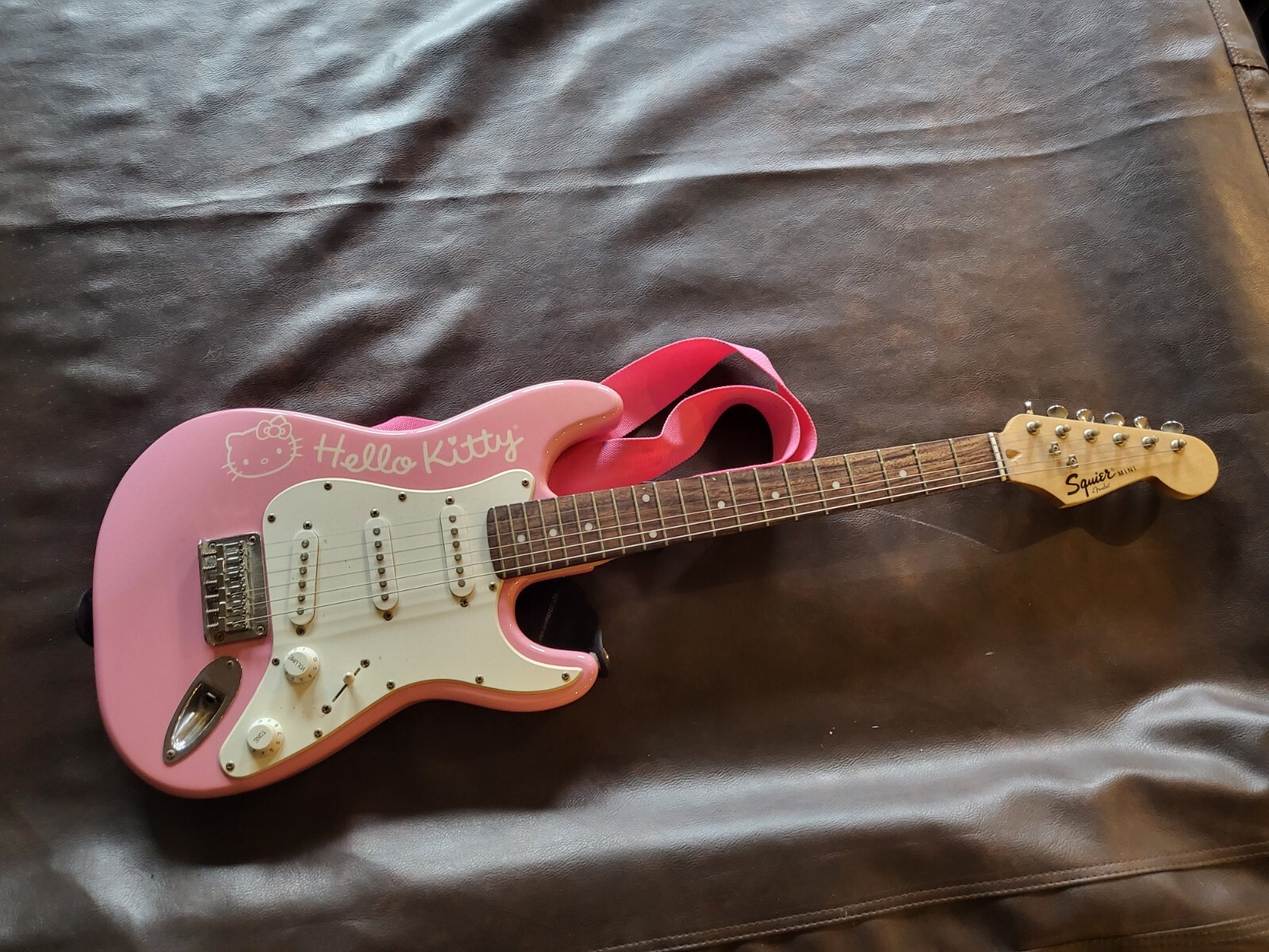squire hello kitty electric guitar. used.
