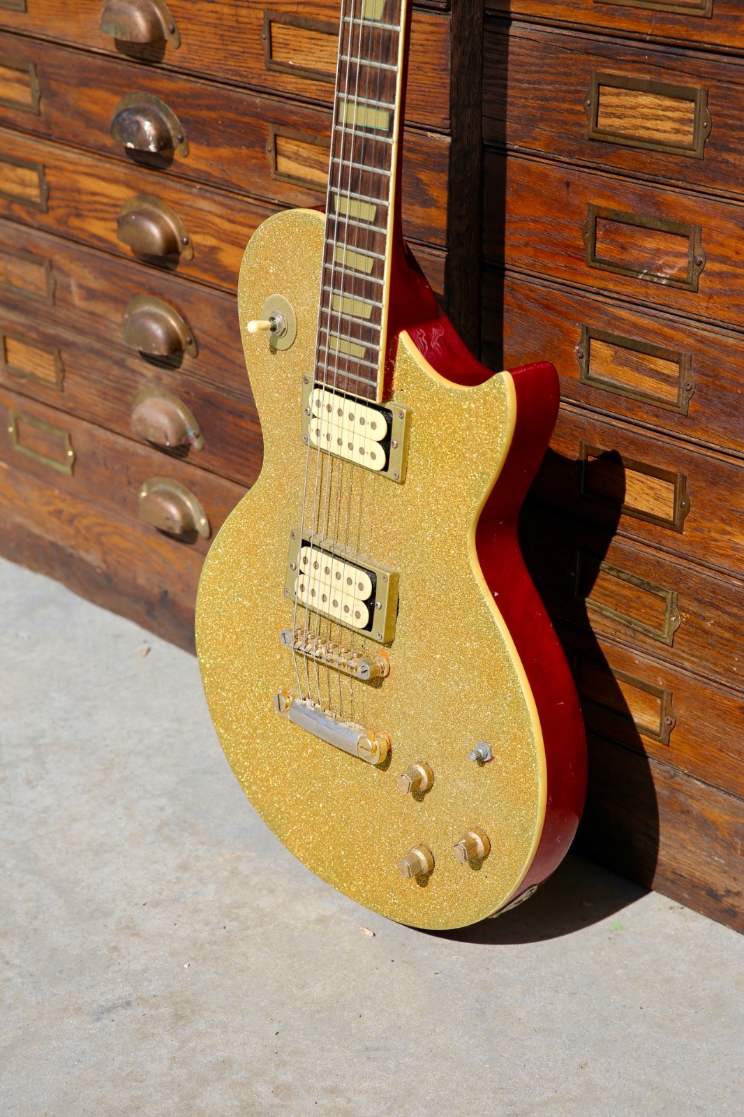 Vintage Electric Guitar gold metal flake sparkle custom Japan 6 String 60s 70s