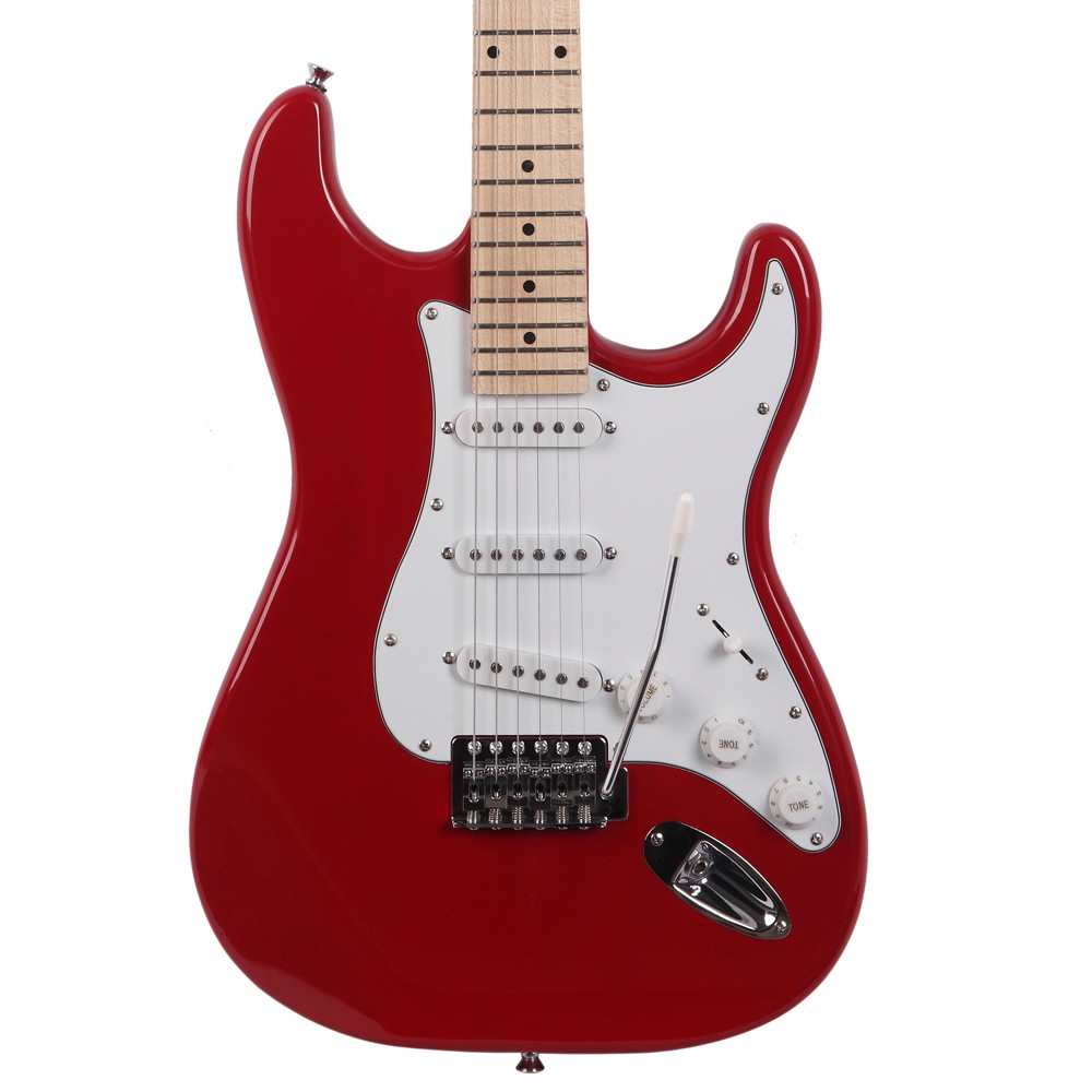 Glarry GST Electric Guitar Maple Red Right Handed For Student With Bag
