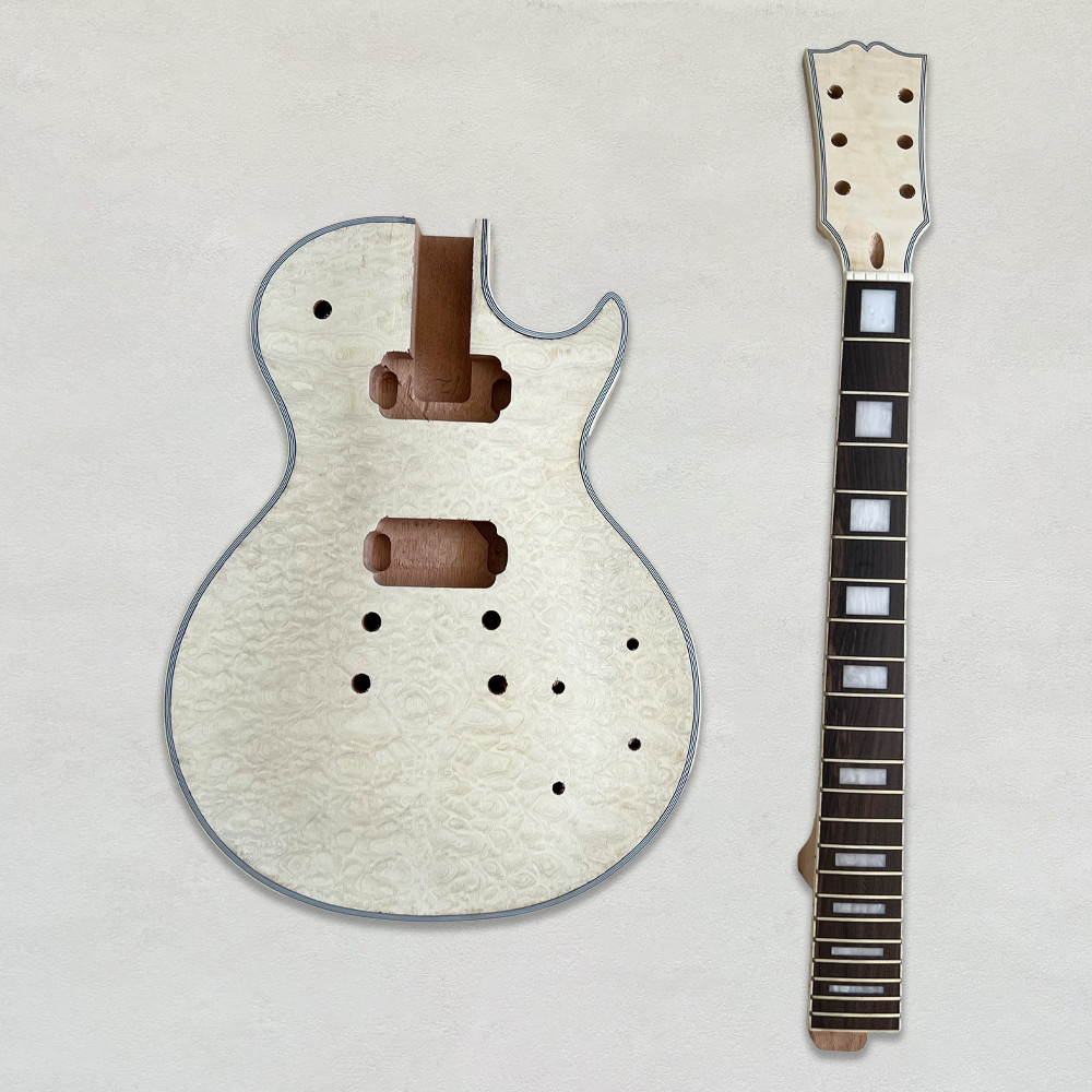 DIY 6 String LP Electric Guitar Kit Unfinish Quited Maple Top Golden Part
