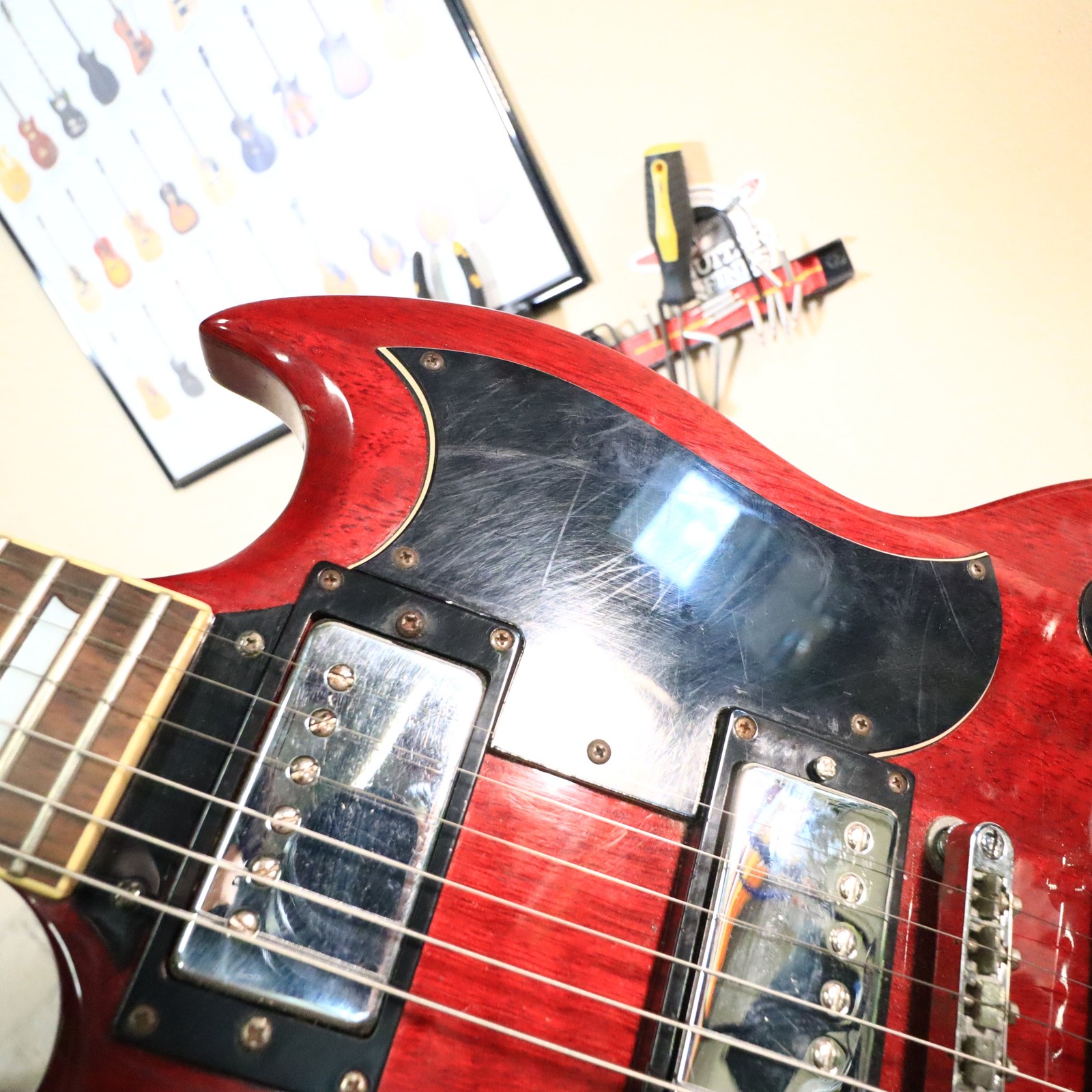 1996 Samick Artist Series SG Electric Guitar Cherry Red
