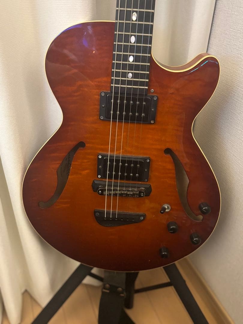 Electric Guitar Westville Water M-Ply Plus 2019 Deep Red Brown Burst Semi-Hollow