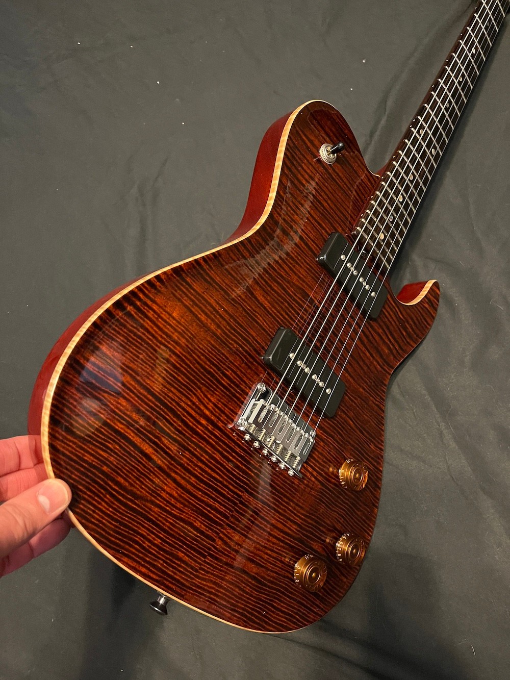 2008 Don Grosh Carve Top T Semi Hollow Guitar 5A Flame Top Braz Board W/OHSC