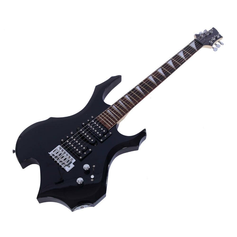 New Flame Type Electric Guitar Black Right Handed 6 String H-S-H pickup