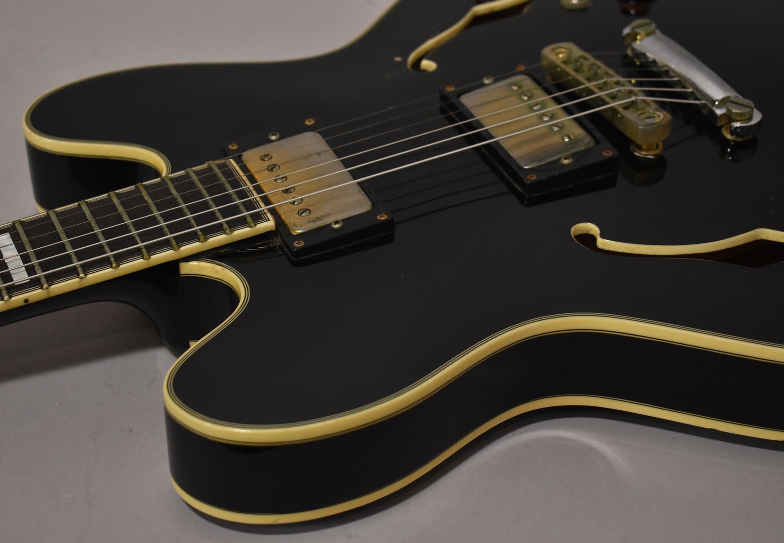 1997 Epiphone Sheraton Samick Korea Ebony Finish AS-IS For Repair w/OHSC