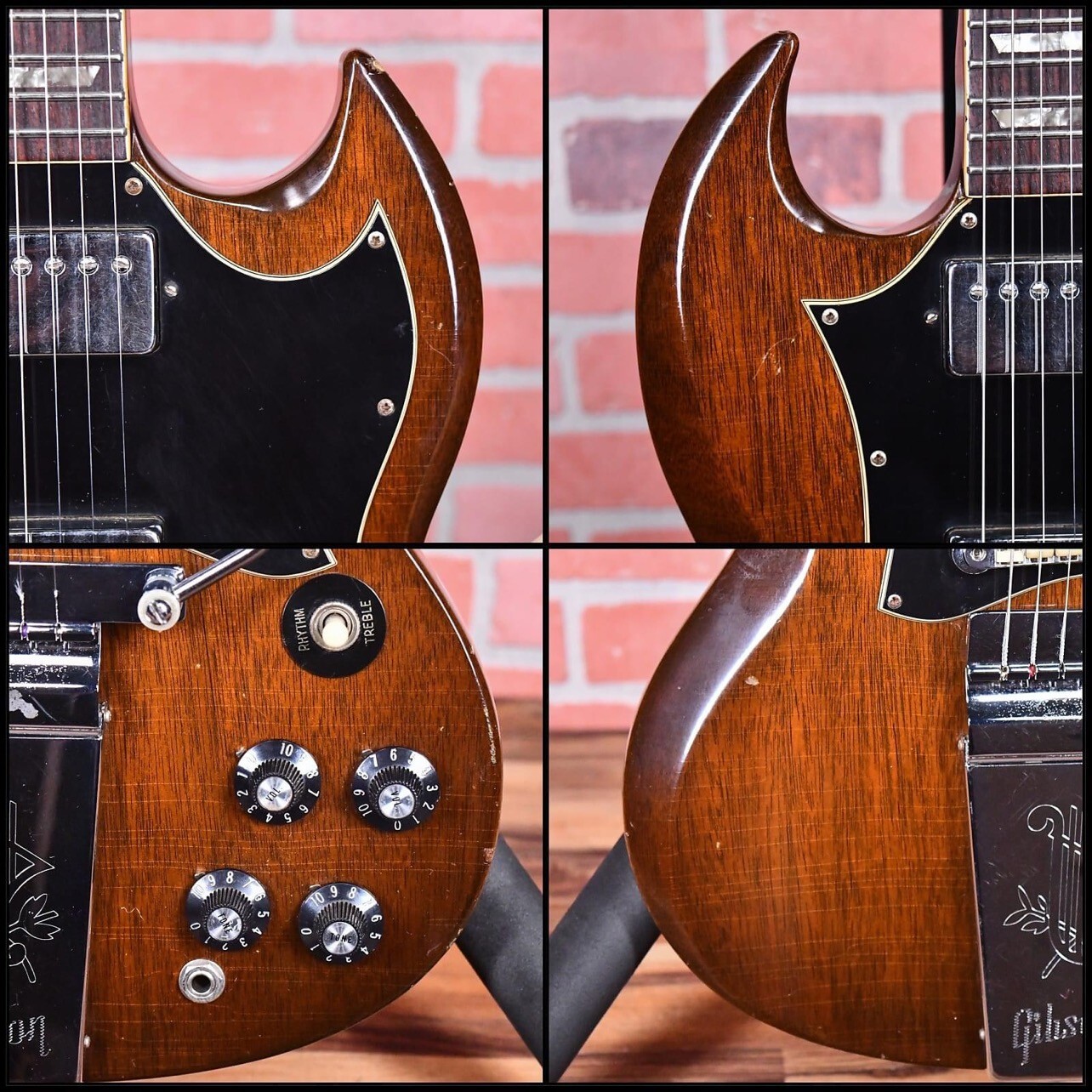 Stocking!Electric guitar see thru wood grain brown color chrome parts with long