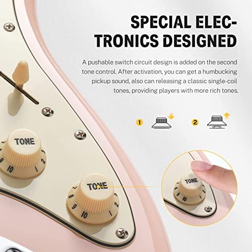 39 Inch Electric Guitar, Designer Series DST Blossom Pink DST200-Poplar Body
