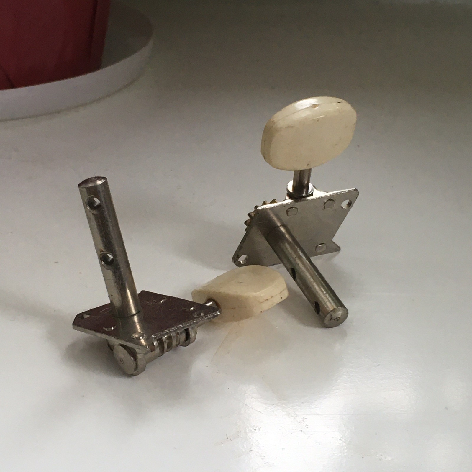 2 Vintage Acoustic Electric Guitar Tuners “JAPAN” Chrome Cream Buttons Rare MIJ