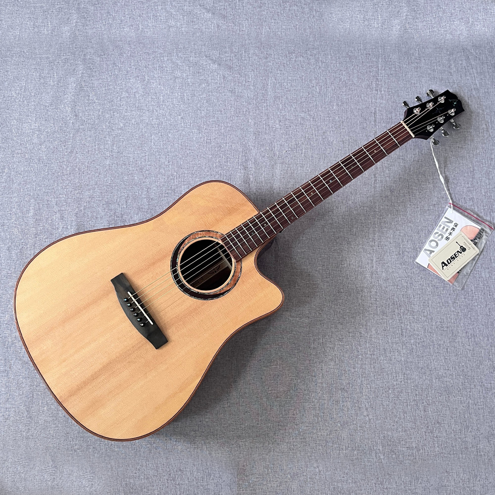 Dreadnought Cutaway Acoustic Electric Guitar Solid Spruce Top Natural