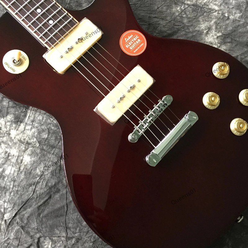 Electric Guitar Stainless Steel Rounded Frets 2 P90 Pickups Solid Body Oxblood