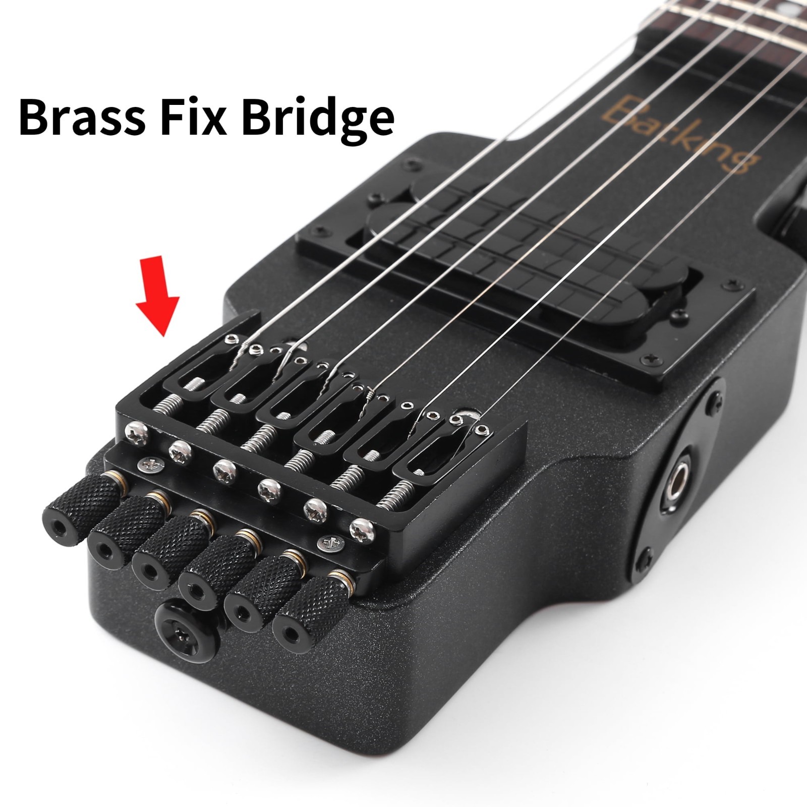 Batking Travel Guitar Electric Headless Guitar Brass Fix Bridge with Gigbag