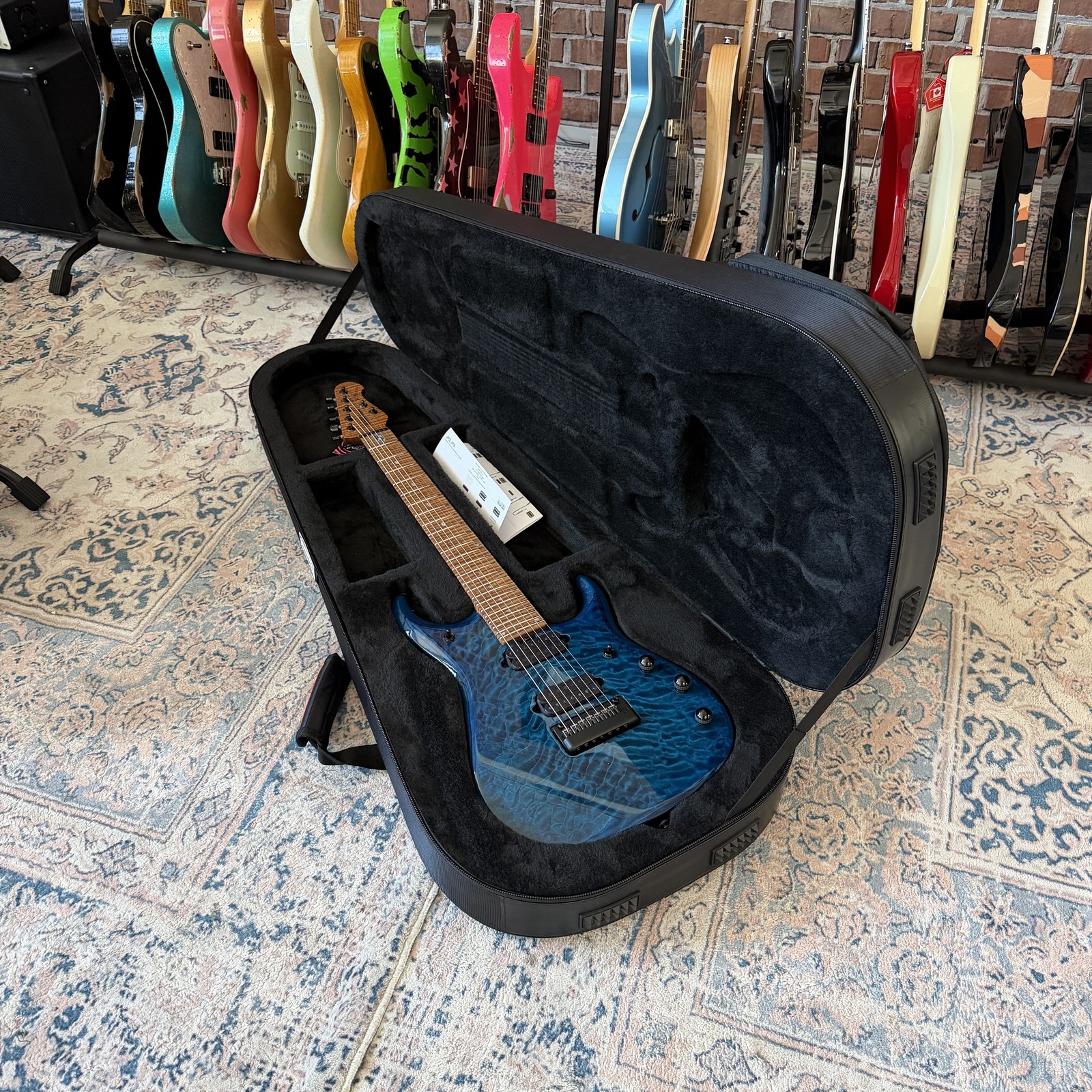 Ernie Ball Music Man JP15 7-String Electric Guitar – Ultramarine Quilt