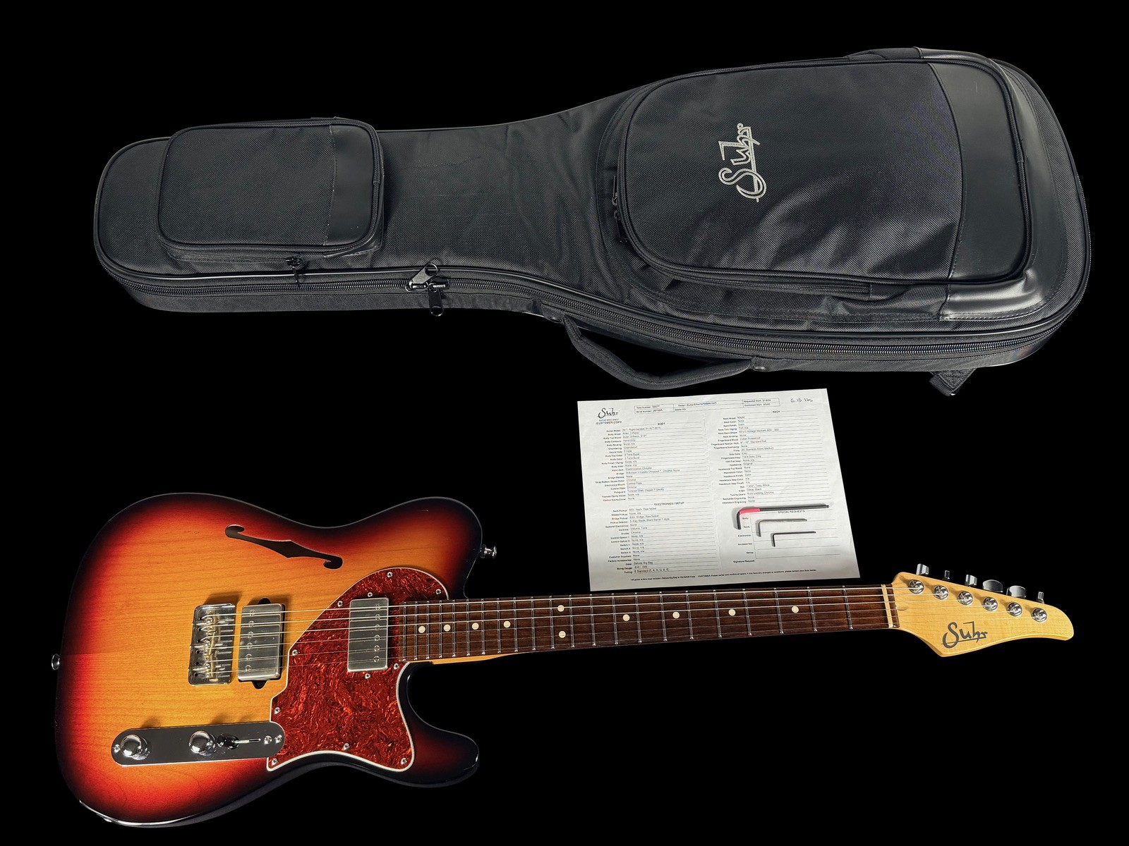 2020 SUHR ALT T CHAMBERED w SINGLE F-HOLE ~ 3-TONE BURST