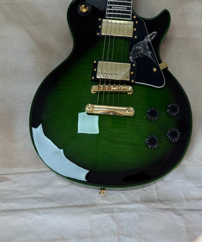 Metallic Green LP Style Electric Guitar Rosewood Fretboard Gold Hardware