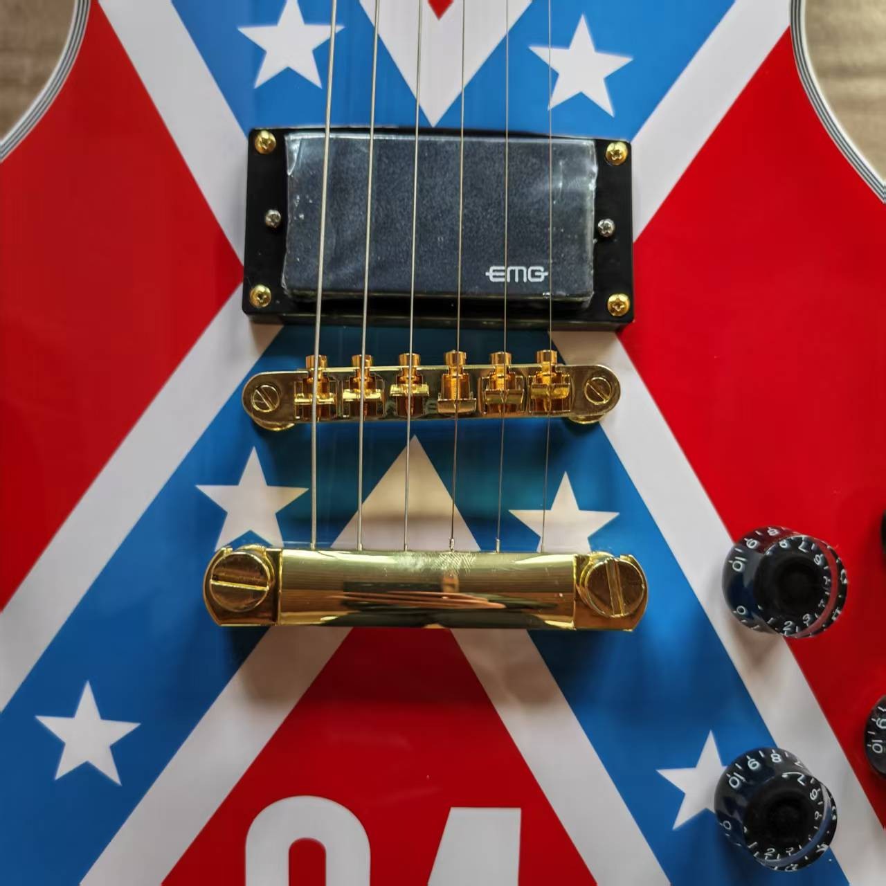 Custom Zakk Wylde 4#-Flag Electric Guitar Mahogany Body Gold Hardware 6Strings