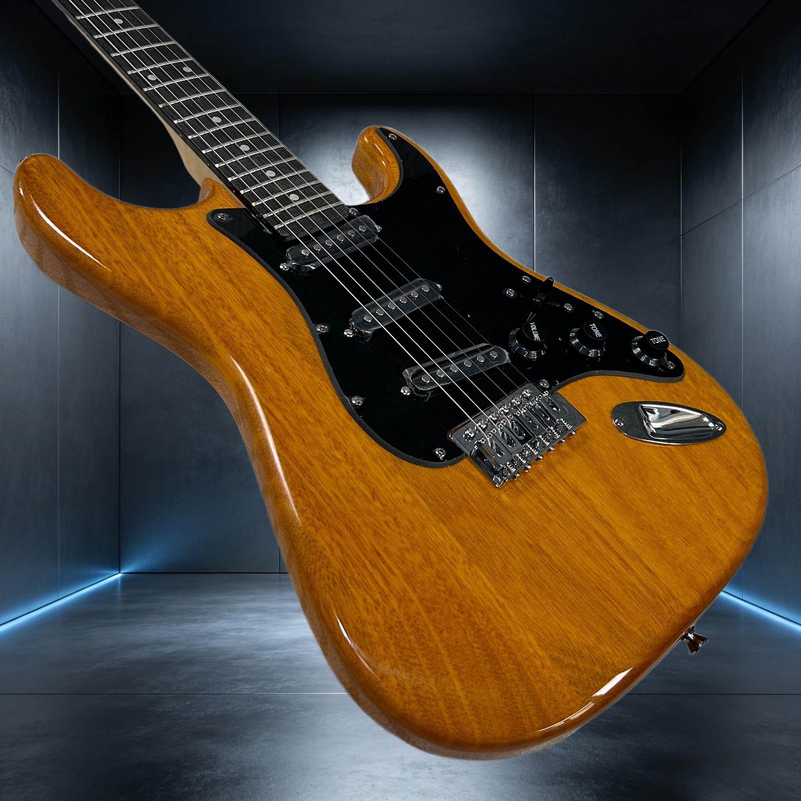 Electric Guitar Transparent Yellow Color Black Pickguard 22 Frets ST Guitar