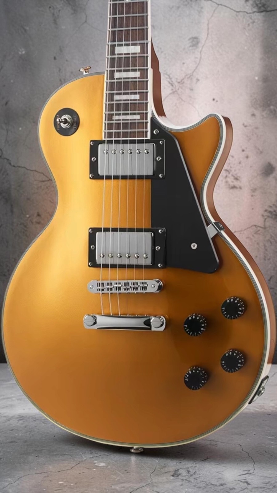 ChillCat Custom Gold Top Electric Guitar One Piece Roasted Mahogany