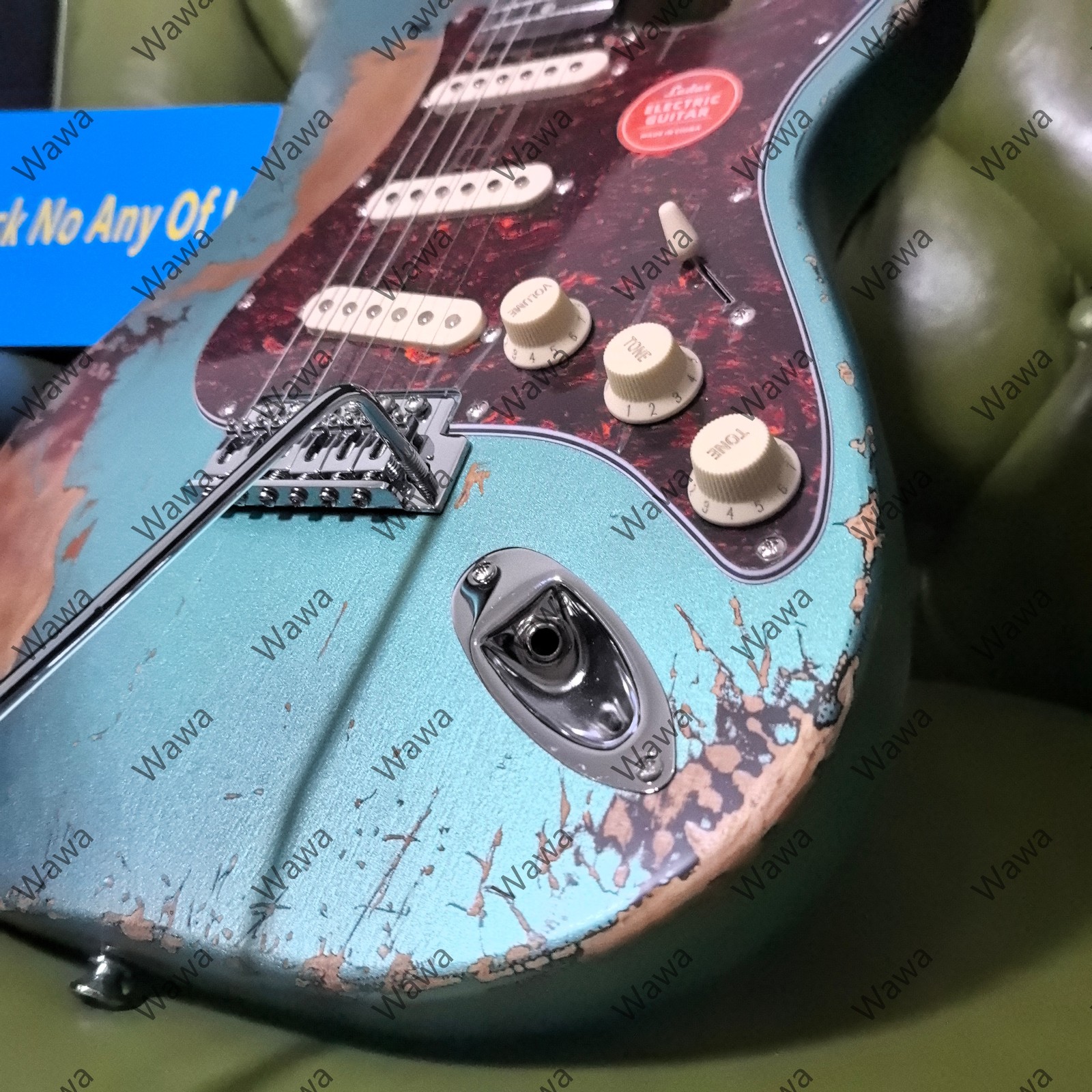 High-end SSS PickupsElectric Guitar Surf Blue Distressed Finish Ebony Fretboard