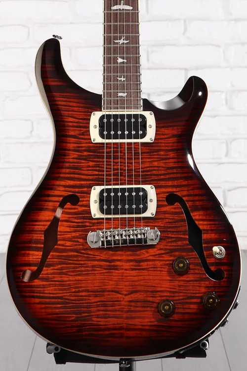 PRS SE Flat Back Hollowbody I Piezo Electric Guitar – Orange Tiger Smokeburst