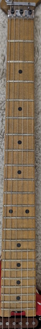 EVH Striped Series Frankenstein Frankie, Maple board, Red w/Black Stripes Relic