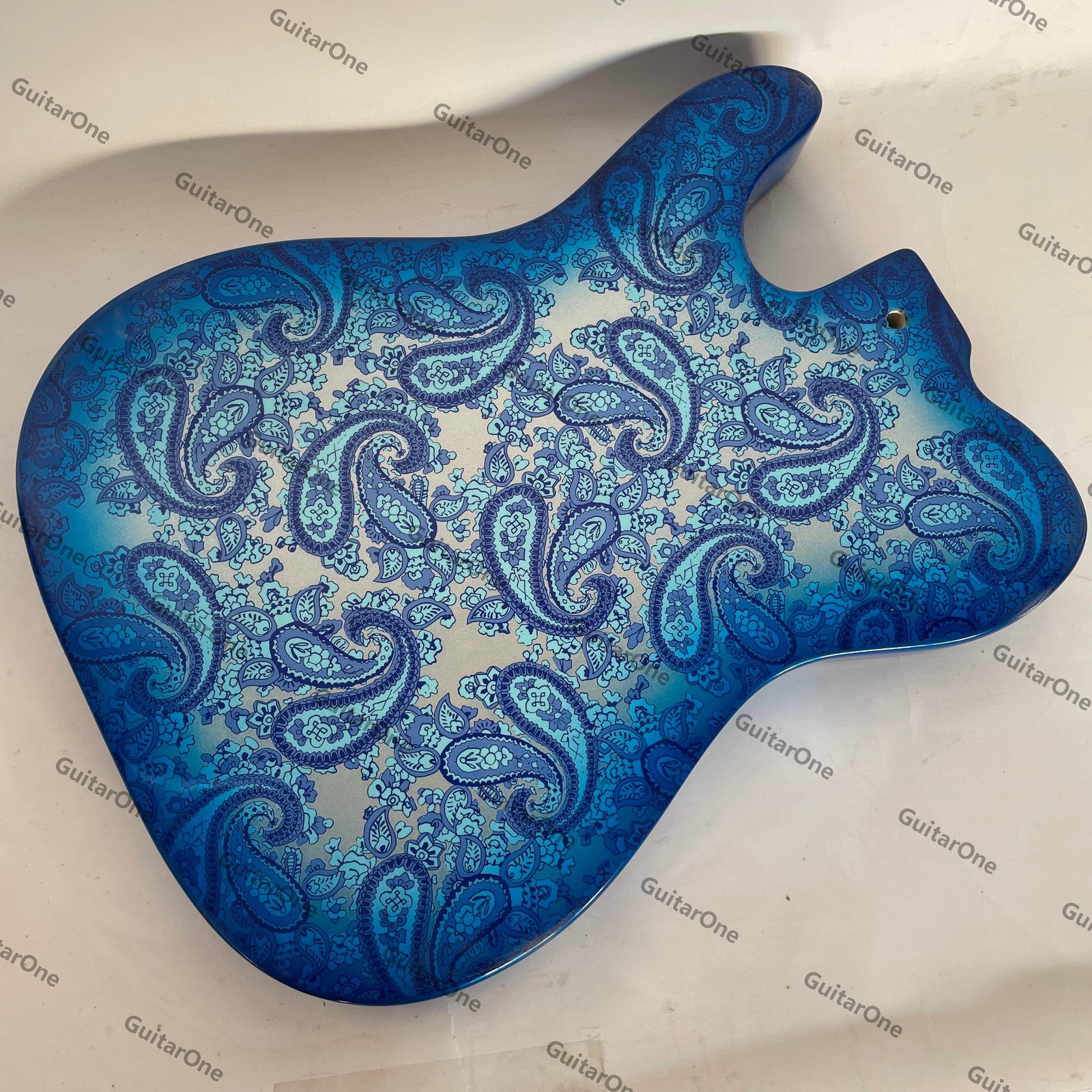 DIY Unfinished Electric Guitar Body Blue Blue Millipede Pattern Solid Ash Body