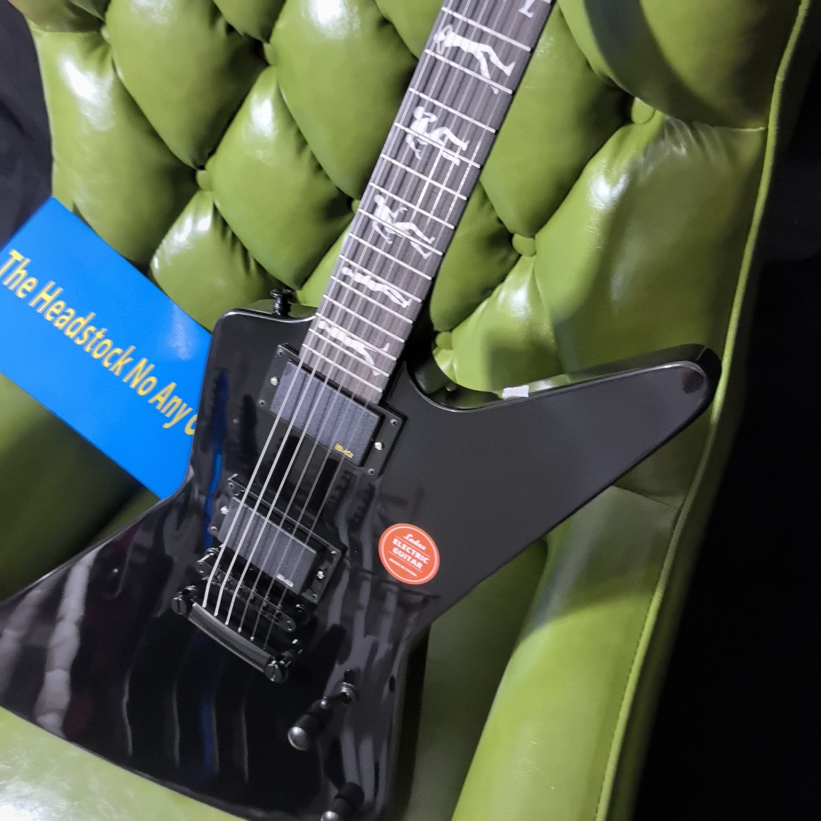 V Shape Solid Electric Guitar H-H Pickups Black Gloss Finish Black HW Classic