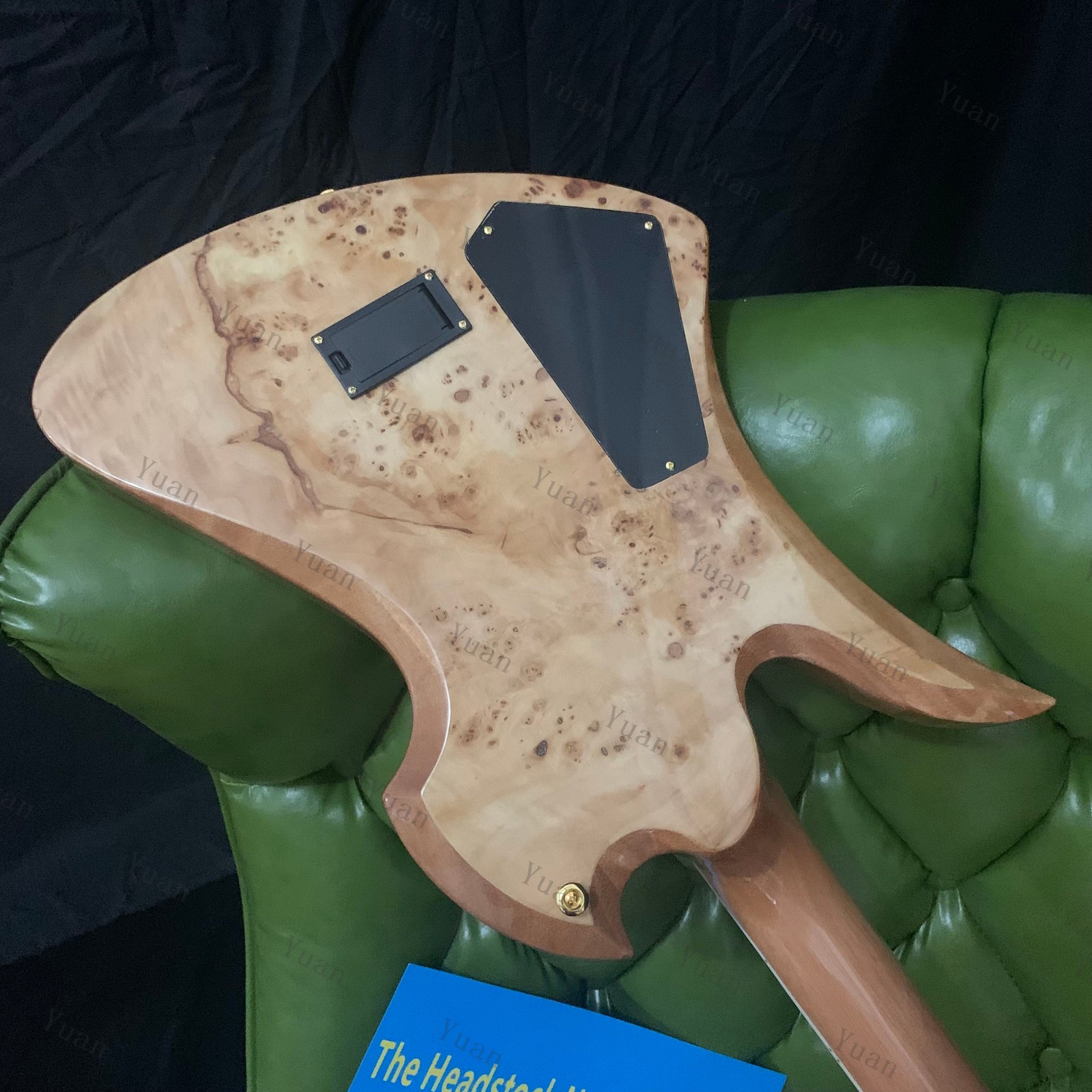 Solid Electric Guitar Stainless Steel Frets Burl Top Veneer Gold Hardware