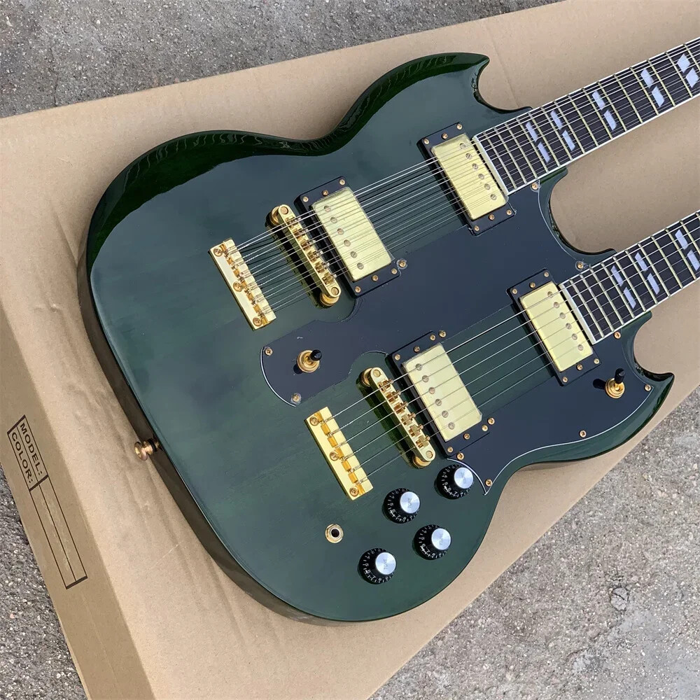 Hot Sale Green Double Neck Electric Guitar 6/12 Strings Guitar High Quality
