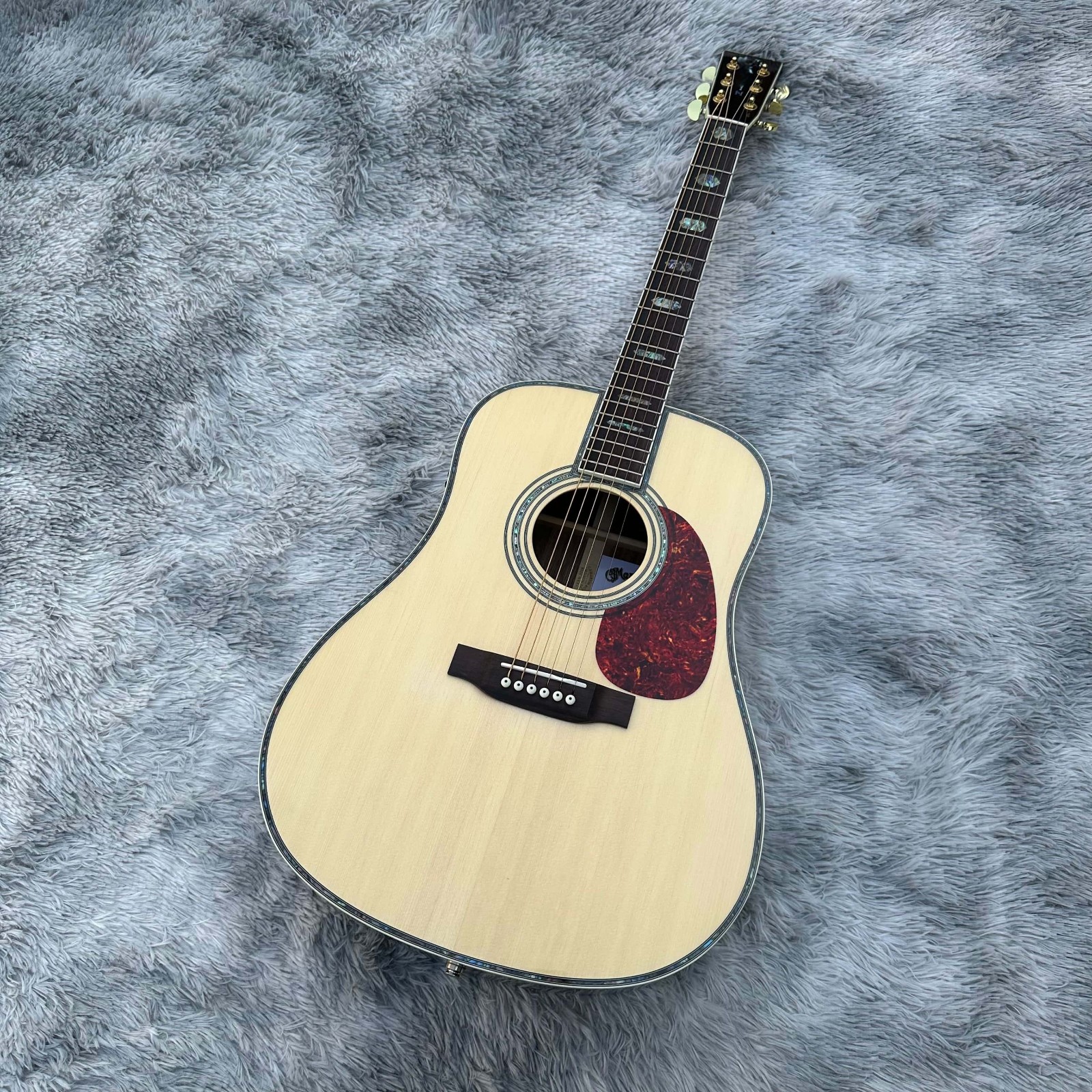 Handmade Large 41 Inch Acoustic Guitar With Abalone Shell Inlaid