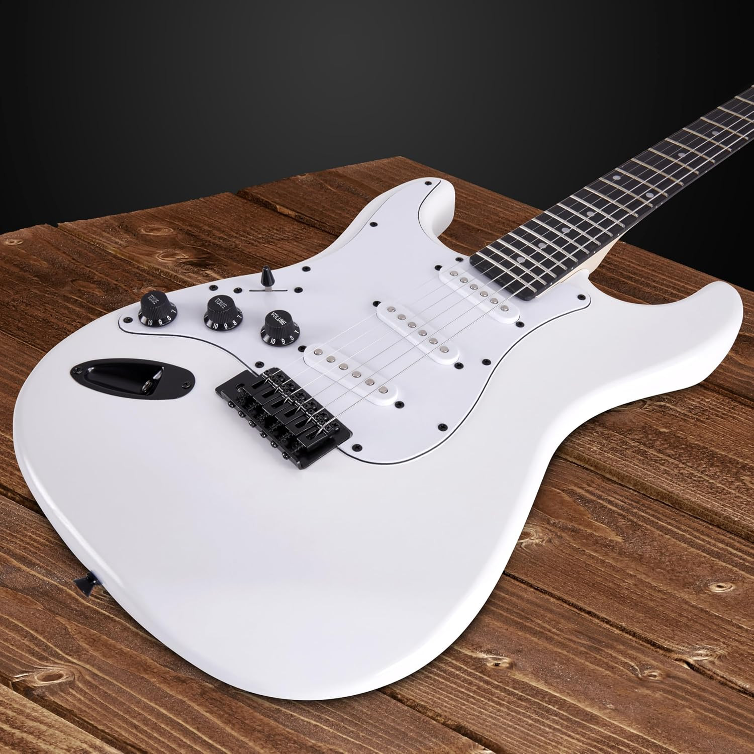 LyxPro Left Hand 39in Electric Guitar Starter Kit White Amp Case Tuner Picks