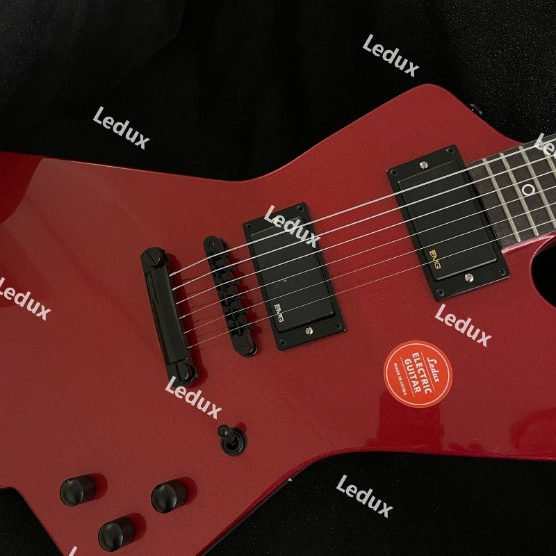 Ledux Solid Electric Guitar Stainless Rounded Fret EdgeFixed Red Fast shipping