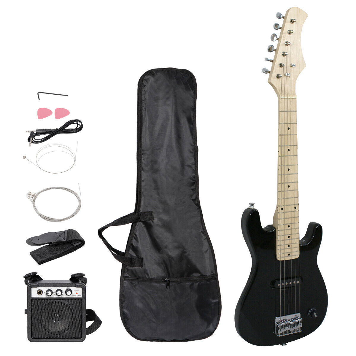 30″ Kids Electric Guitar Beginner Right-Hand Guitar with Carry Bag Black