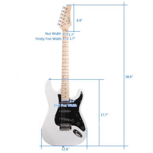 Glarry White Electric Guitar +Amp+ Bag/Case+ Strap+ Connecting Wire+Spanner Tool