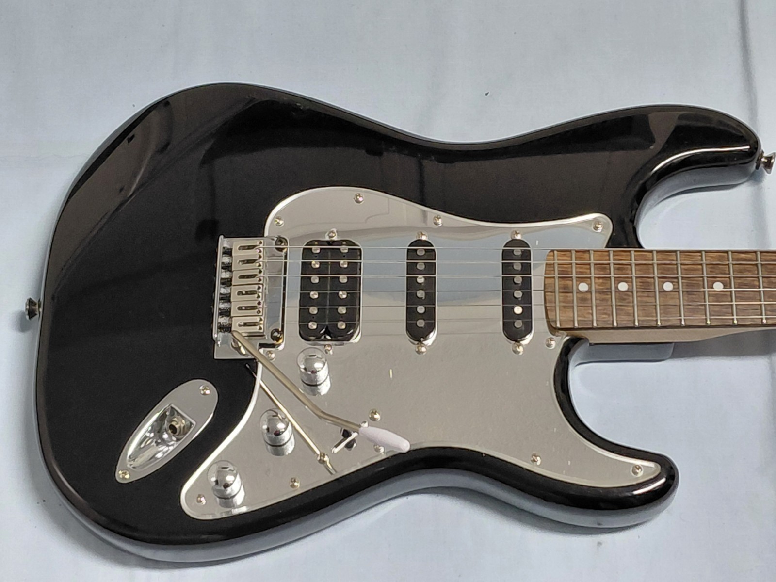 Fender Squier Stratocaster Standard Black & Chrome Guitar – w/Custom Upgrades